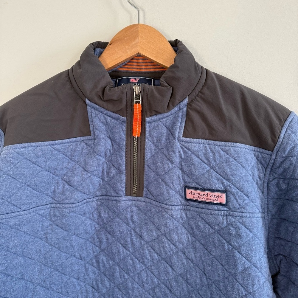 Vineyard Vines Coral Pink and Slate Blue Quarter-Zip Sweatshirts - Picture 3 of 16